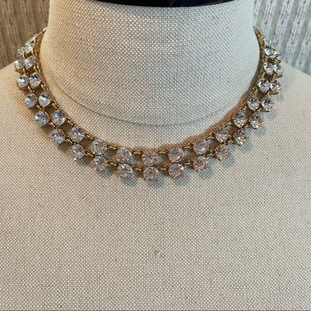 J Crew Double Crystal Ribbon Statement Necklace